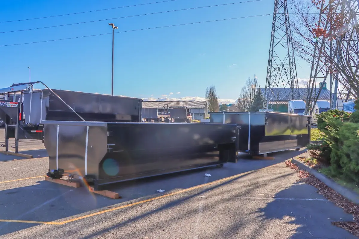Roll-off dumpster ready for waste disposal at job site for 3 Yard Dumpster Rental in Colleyville